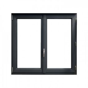 Fenêtre PVC 2 vantaux H 125 x L 120 cm OB anthracite avec poignée