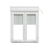 Fenêtre PVC 2 vantaux oscillo-battant + volet roulant électrique GoodHome blanc - l.100 x h.105 cm