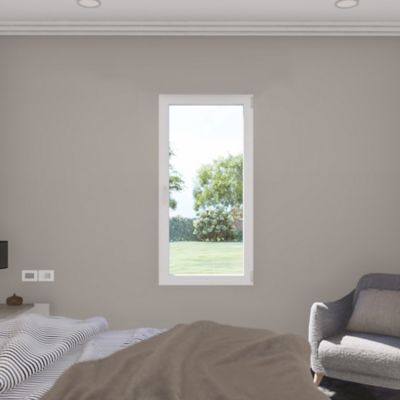 Fenêtre 1 vantail oscillo-battante, tirant droit double vitrage GoodHome en aluminium blanc l.83 x H.97 cm