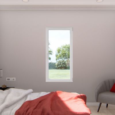Fenêtre 1 vantail oscillo-battante, tirant droit double vitrage GoodHome en aluminium blanc l.83 x H.97 cm