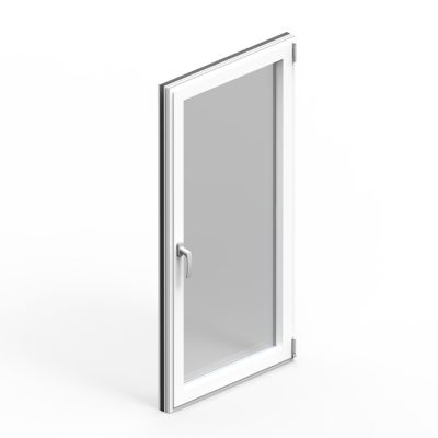 Fenêtre 1 vantail oscillo-battante, tirant droit double vitrage GoodHome en aluminium blanc l.83 x H.97 cm