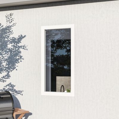 Fenêtre 1 vantail oscillo-battante, tirant droit double vitrage GoodHome en aluminium blanc l.83 x H.97 cm