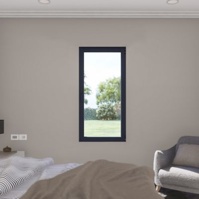 Fenêtre 1 vantail oscillo-battante, tirant droit double vitrage GoodHome en aluminium Gris l.43 x H.47 cm