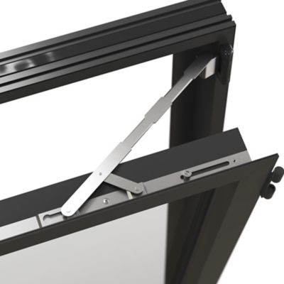 Fenêtre 1 vantail oscillo-battante, tirant droit double vitrage GoodHome en aluminium Gris l.43 x H.47 cm