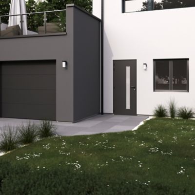 Fenêtre 1 vantail oscillo-battante, tirant droit double vitrage GoodHome en aluminium Gris l.43 x H.47 cm
