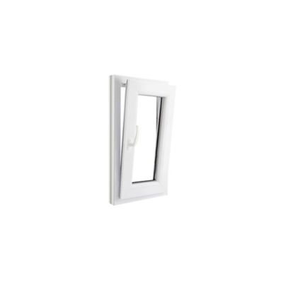 Fenêtre 1 vantail oscillo-battante, tirant droit double vitrage GoodHome en PVC blanc l.45 x H.78 cm