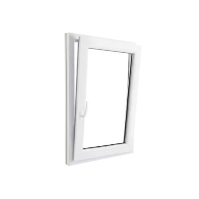 Fenêtre 1 vantail oscillo-battante, tirant droit double vitrage GoodHome en PVC blanc l.85 x H.118 cm