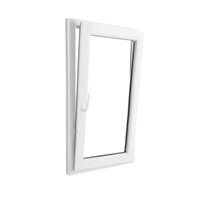 Fenêtre 1 vantail oscillo-battante, tirant droit double vitrage GoodHome en PVC blanc l.85 x H.138 cm