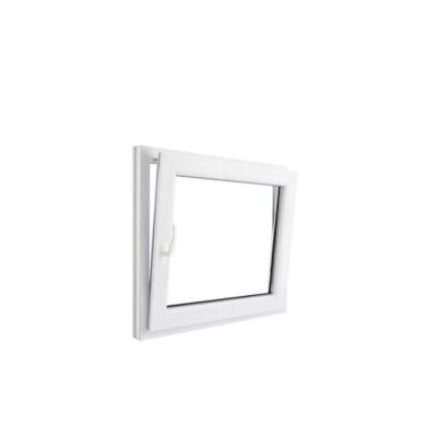 Fenêtre 1 vantail oscillo-battante, tirant droit double vitrage GoodHome en PVC blanc l.85 x H.78 cm