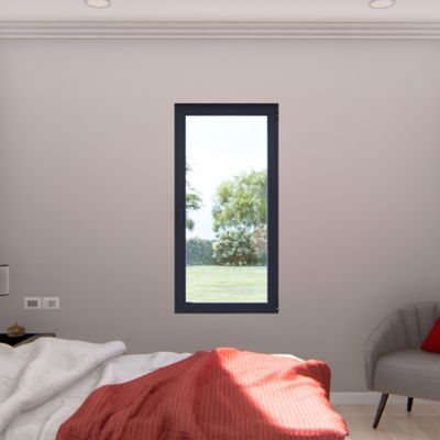 Fenêtre 1 vantail oscillo-battante, tirant gauche double vitrage GoodHome en aluminium gris l.83 x H.97 cm
