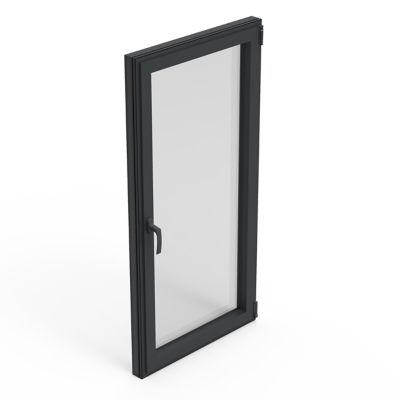 Fenêtre 1 vantail oscillo-battante, tirant gauche double vitrage GoodHome en aluminium gris l.83 x H.97 cm