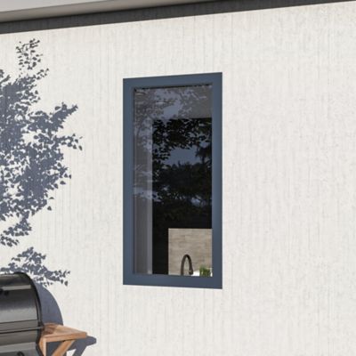 Fenêtre 1 vantail oscillo-battante, tirant gauche double vitrage GoodHome en aluminium gris l.83 x H.97 cm
