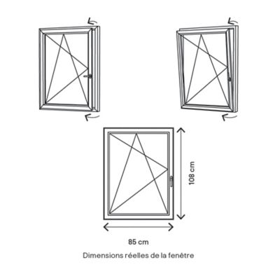 Fenêtre 1 vantail oscillo-battante, tirant gauche double vitrage GoodHome en PVC blanc l.85 x H.108 cm