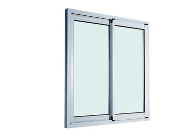 Fenêtre 2 vantaux coulissante double vitrage GoodHome en aluminium blanc l.103 x H.102 cm