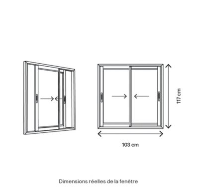 Fenêtre 2 vantaux coulissante double vitrage GoodHome en aluminium blanc l.103 x H.117 cm