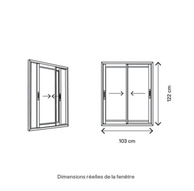 Fenêtre 2 vantaux coulissante double vitrage GoodHome en aluminium blanc l.103 x H.122 cm