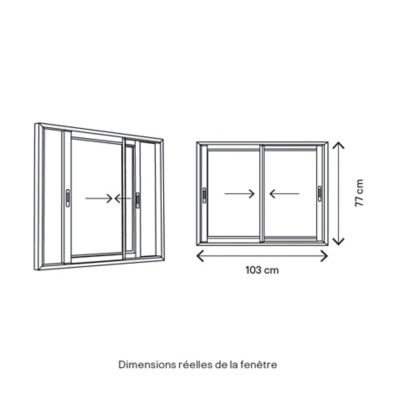 Fenêtre 2 vantaux coulissante double vitrage GoodHome en aluminium blanc l.103 x H.77 cm