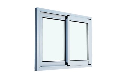 Fenêtre 2 vantaux coulissante double vitrage GoodHome en aluminium blanc l.103 x H.77 cm