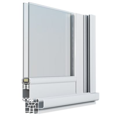 Fenêtre 2 vantaux coulissante double vitrage GoodHome en aluminium blanc l.103 x H.77 cm