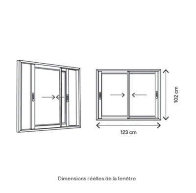 Fenêtre 2 vantaux coulissante double vitrage GoodHome en aluminium blanc l.123 x H.102 cm