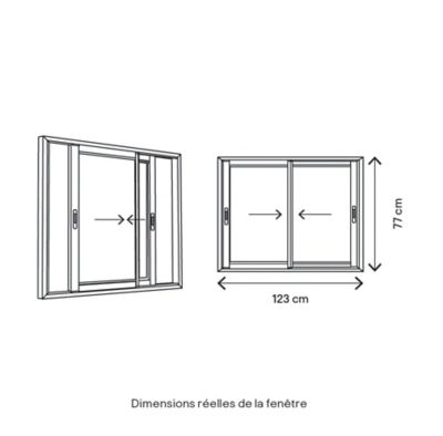 Fenêtre 2 vantaux coulissante double vitrage GoodHome en aluminium blanc l.123 x H.77 cm