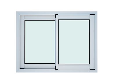 Fenêtre 2 vantaux coulissante double vitrage GoodHome en aluminium blanc l.123 x H.77 cm
