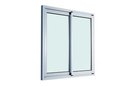 Fenêtre 2 vantaux coulissante double vitrage GoodHome en aluminium blanc l.143 x H.137 cm