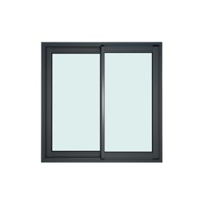 Fenêtre 2 vantaux coulissante double vitrage GoodHome en aluminium gris l.103 x H.127 cm