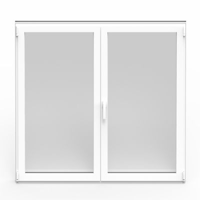 Fenêtre 2 vantaux oscillo-battante, tirant droit double vitrage GoodHome en aluminium blanc l.103 x H.127 cm