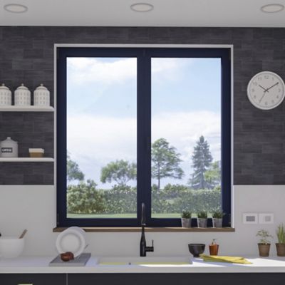 Fenêtre 2 vantaux oscillo-battante, tirant droit double vitrage GoodHome en aluminium gris l.103 x H.137 cm