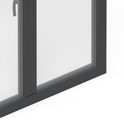 Fenêtre 2 vantaux oscillo-battante, tirant droit double vitrage GoodHome en aluminium gris l.103 x H.137 cm