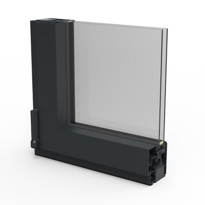 Fenêtre 2 vantaux oscillo-battante, tirant droit double vitrage GoodHome en aluminium gris l.103 x H.137 cm