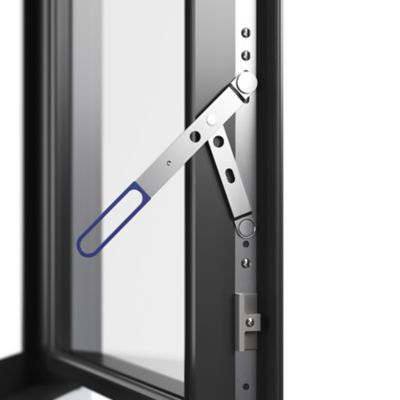 Fenêtre 2 vantaux oscillo-battante, tirant droit double vitrage GoodHome en aluminium Gris l.103 x H.157 cm