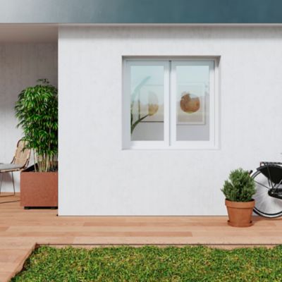 Fenêtre 2 vantaux oscillo-battante, tirant droit double vitrage GoodHome en PVC blanc l.105 x H.138 cm