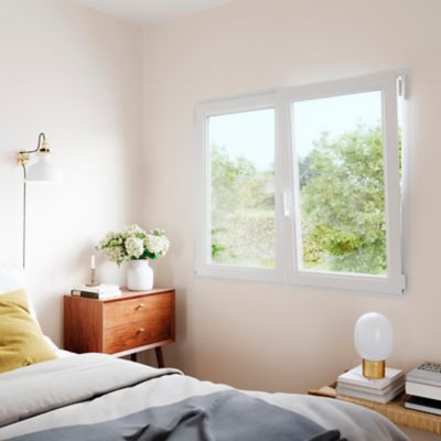 Fenêtre 2 vantaux oscillo-battante, tirant droit double vitrage GoodHome en PVC blanc l.105 x H.138 cm