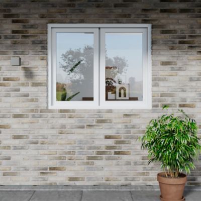 Fenêtre 2 vantaux oscillo-battante, tirant droit double vitrage GoodHome en PVC blanc l.105 x H.138 cm