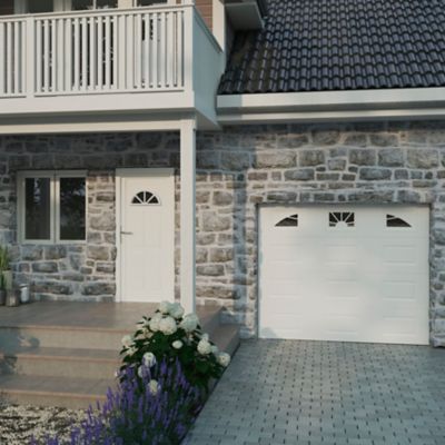 Fenêtre 2 vantaux oscillo-battante, tirant droit double vitrage GoodHome en PVC blanc l.105 x H.138 cm