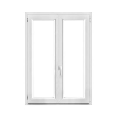 Fenêtre 2 vantaux oscillo-battante, tirant droit double vitrage GoodHome en PVC blanc l.105 x H.138 cm