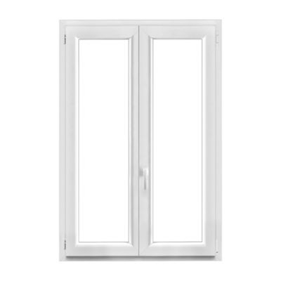 Fenêtre 2 vantaux oscillo-battante, tirant droit double vitrage GoodHome en PVC blanc l.105 x H.148 cm