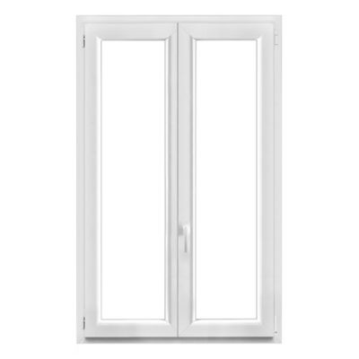 Fenêtre 2 vantaux oscillo-battante, tirant droit double vitrage GoodHome en PVC blanc l.105 x H.158 cm