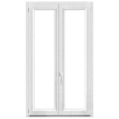 Fenêtre 2 vantaux oscillo-battante, tirant droit double vitrage GoodHome en PVC blanc l.105 x H.168 cm