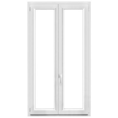 Fenêtre 2 vantaux oscillo-battante, tirant droit double vitrage GoodHome en PVC blanc l.105 x H.178 cm