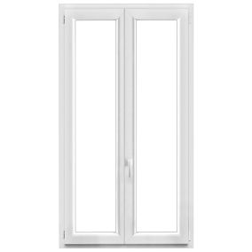 Fenêtre 2 vantaux oscillo-battante, tirant droit double vitrage GoodHome en PVC blanc l.105 x H.178 cm