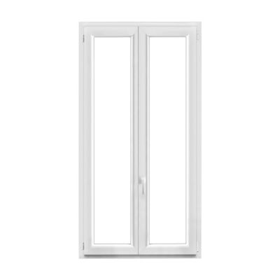 Fenêtre 2 vantaux oscillo-battante, tirant droit double vitrage GoodHome en PVC blanc l.105 x H.188 cm