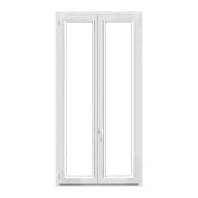 Fenêtre 2 vantaux oscillo-battante, tirant droit double vitrage GoodHome en PVC blanc l.105 x H.198 cm