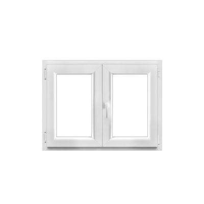 Fenêtre 2 vantaux oscillo-battante, tirant droit double vitrage GoodHome en PVC blanc l.105 x H.78 cm