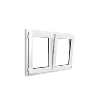 Fenêtre 2 vantaux oscillo-battante, tirant droit double vitrage GoodHome en PVC blanc l.105 x H.78 cm