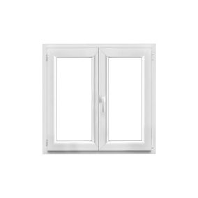 Fenêtre 2 vantaux oscillo-battante, tirant droit double vitrage GoodHome en PVC blanc l.105 x H.98 cm