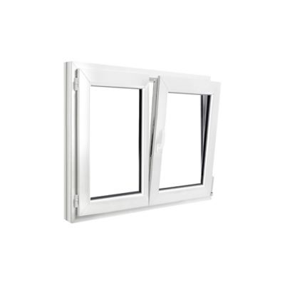 Fenêtre 2 vantaux oscillo-battante, tirant droit double vitrage GoodHome en PVC blanc l.105 x H.98 cm