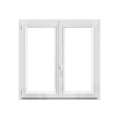 Fenêtre 2 vantaux oscillo-battante, tirant droit double vitrage GoodHome en PVC blanc l.125 x H.108 cm